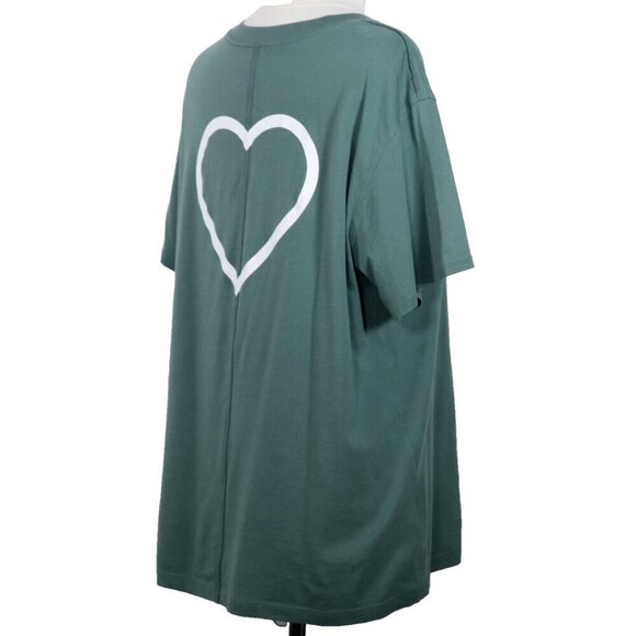 Lululemon Women's Small Green All Yours T-Shirt Heart Print Cotton Crew Neck Top - Picture 1 of 5